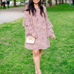 NWT FLORAL MAUVE TIERED DRESS MEDIUM